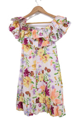 שמלה אופשולדרס לבנה פרחונית-XS-S